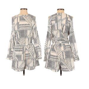 ❤️❤️Women Romper S Long Sleeve Jumpsuit White Black Patchwork Print Black White